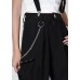 Art Black High Waist Pockets Carpenter Pants