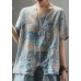 French cotton Tunic stylish Light And Loose Printed Cotton Linen T-Shirt