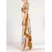 MORPHEW COLLECTION Pastel Earthtone Silk Backless Three- Scarf Dress