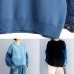 Fashion blue knitted pullover patchwork sleeve fashion o neck knit tops