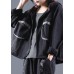 Handmade Black Hooded denim Coats Spring