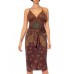 Morphew Collection Chocolate Brown, Red & Green Silk Scarf Dress Made From Valentino Vintage