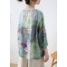 Plus Size Purple Button Print Fall Three Quarter Sleeve Top