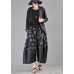 Stylish Black Print asymmetrical design Cotton Linen Wide Leg Pants Summer