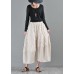 Natural Beige Patchwork asymmetrical design Cotton Linen Wide Leg Summer Pants