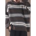 Pullover khaki striped knitted clothes plus size winter knitted blouse high neck