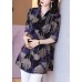 Beautiful Black Button Peter Pan Collar Print Chiffon Shirt Tops Half Sleeve