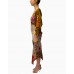 MORPHEW COLLECTION Gold Multi Silk Status & Scenic Print 2-Scarf Dress Made From Vintage Scarves