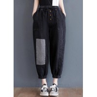 Comfy Black Patchwork jeans Summer Cotton