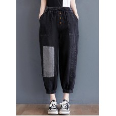 Comfy Black Patchwork jeans Summer Cotton