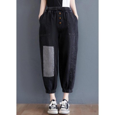 Comfy Black Patchwork jeans Summer Cotton